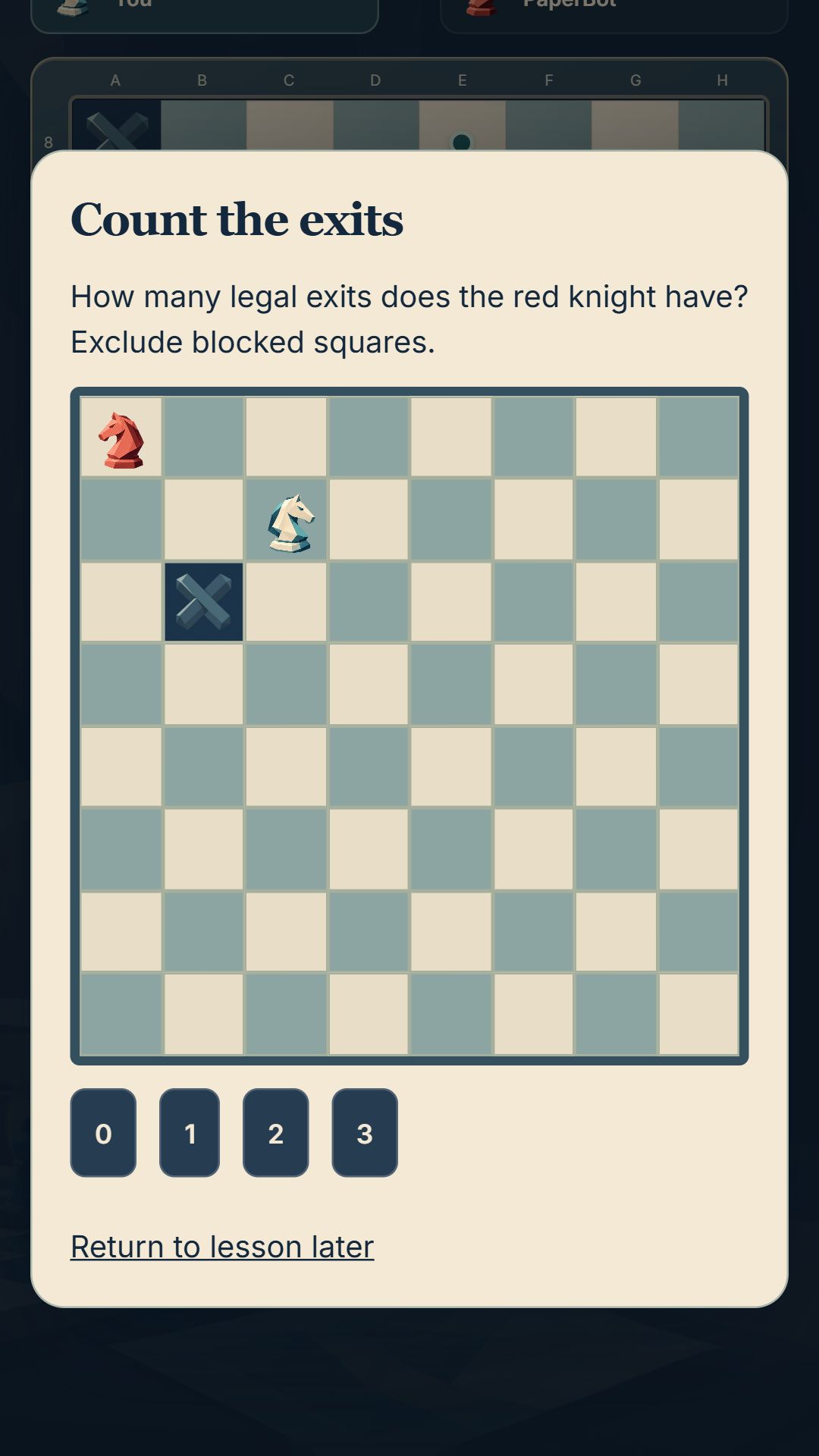 An interactive Knight Chase lesson about counting escape routes